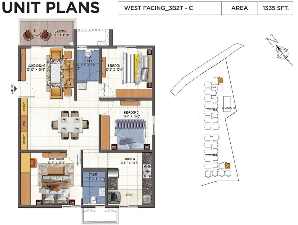 West Facing 3BHK
